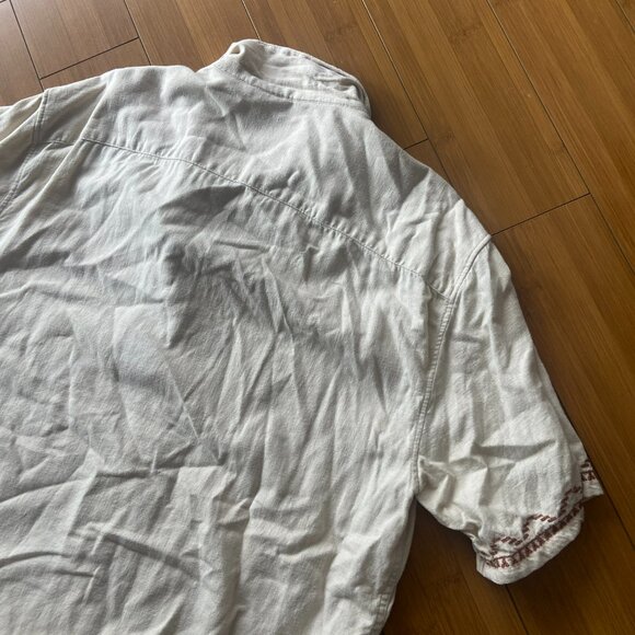 Abercrombie & Fitch AF Camp Collar Linen-Blend Embroidered Shirt - Men's Large - Picture 6 of 6